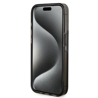 Pouzdro pro Apple iPhone 15 Pro, Guess, Liquid Glitter Gold Stripe, Černá