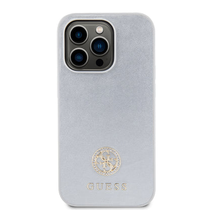 Pouzdro pro Apple iPhone 15 Pro, Guess, Strass Metal Logo, Stříbrné