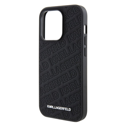 Case for Apple iPhone 15 Pro, Karl Lagerfeld, Diagonal Quilted K Pattern, Black