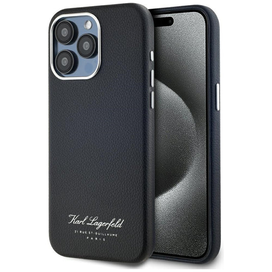 Pouzdro pro Apple iPhone 15 Pro, Karl Lagerfeld, Grained Hotel RSG, Černá
