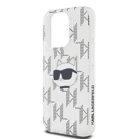 Pouzdro pro Apple iPhone 15 Pro, Karl Lagerfeld, IML Electroplated Choupette Head, Průhledné