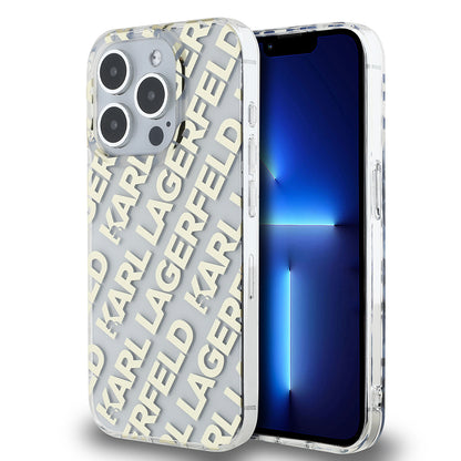 Pouzdro pro Apple iPhone 15 Pro, Karl Lagerfeld, IML Electroplated Repeated Logo, Zlaté