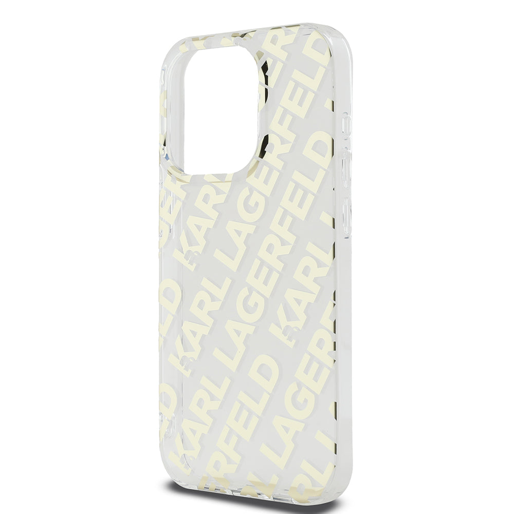 Pouzdro pro Apple iPhone 15 Pro, Karl Lagerfeld, IML Electroplated Repeated Logo, Zlaté