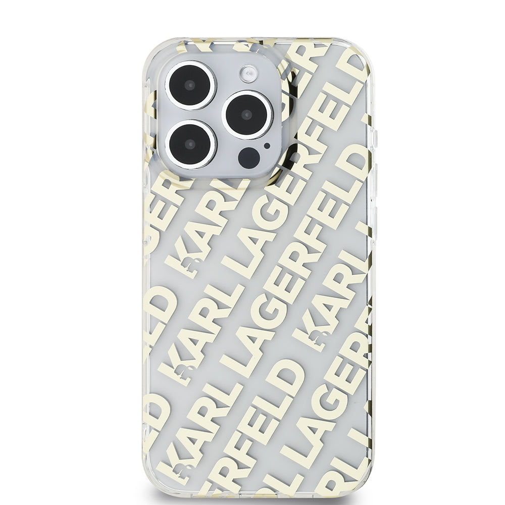 Pouzdro pro Apple iPhone 15 Pro, Karl Lagerfeld, IML Electroplated Repeated Logo, Zlaté