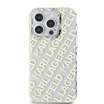 Pouzdro pro Apple iPhone 15 Pro, Karl Lagerfeld, IML Electroplated Repeated Logo, Zlaté
