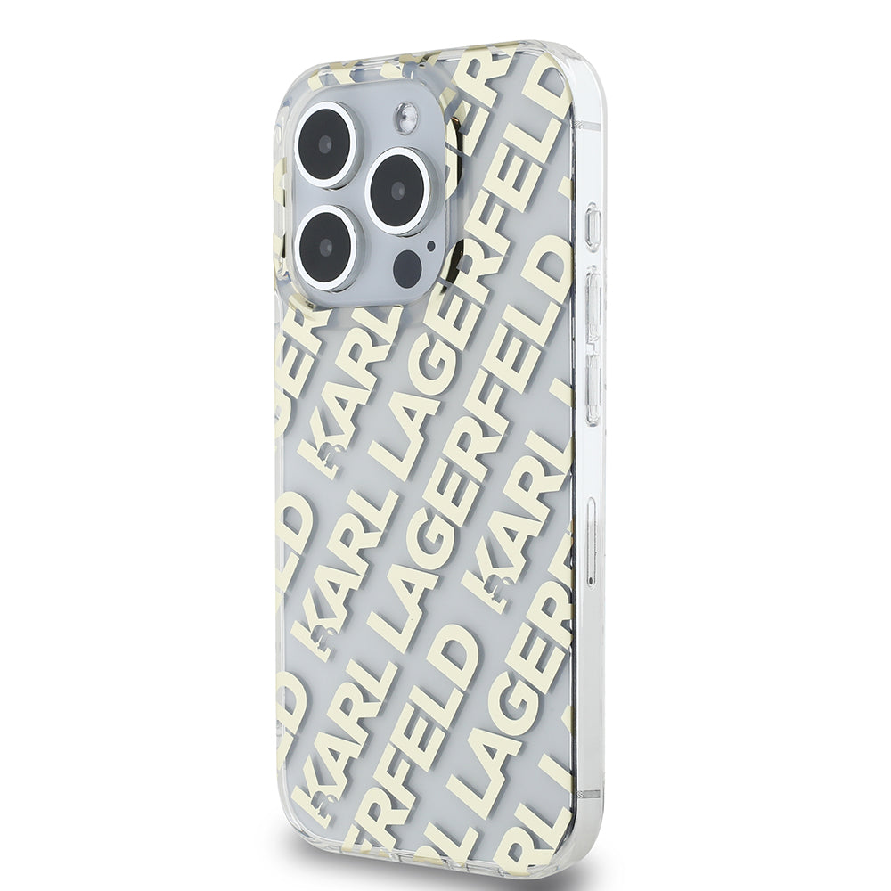 Pouzdro pro Apple iPhone 15 Pro, Karl Lagerfeld, IML Electroplated Repeated Logo, Zlaté