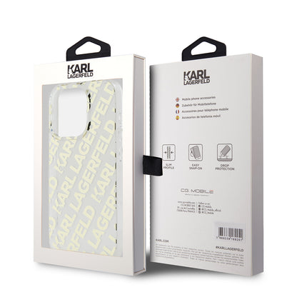 Pouzdro pro Apple iPhone 15 Pro, Karl Lagerfeld, IML Electroplated Repeated Logo, Zlaté