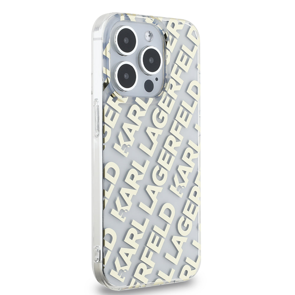 Pouzdro pro Apple iPhone 15 Pro, Karl Lagerfeld, IML Electroplated Repeated Logo, Zlaté