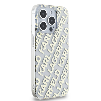 Pouzdro pro Apple iPhone 15 Pro, Karl Lagerfeld, IML Electroplated Repeated Logo, Zlaté