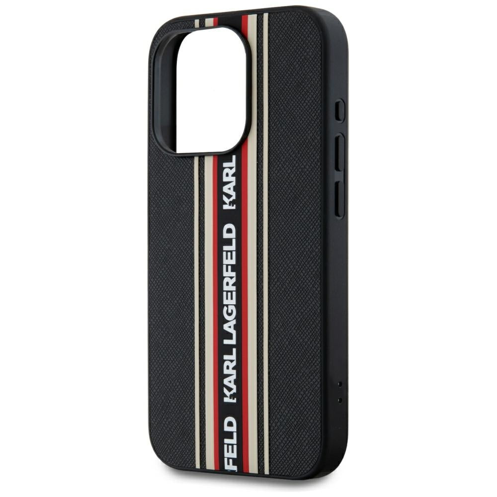 Case for Apple iPhone 15 Pro, Karl Lagerfeld, Saffiano Athleisure Stripes with Strap, Rosie