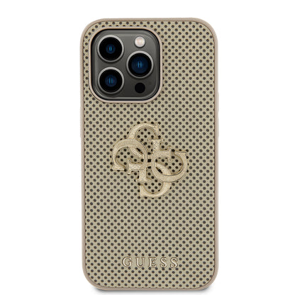 Pouzdro pro Apple iPhone 15 Pro Max, Guess, Perforated 4G, Zlaté