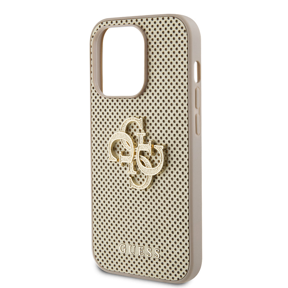 Pouzdro pro Apple iPhone 15 Pro Max, Guess, Perforated 4G, Zlaté