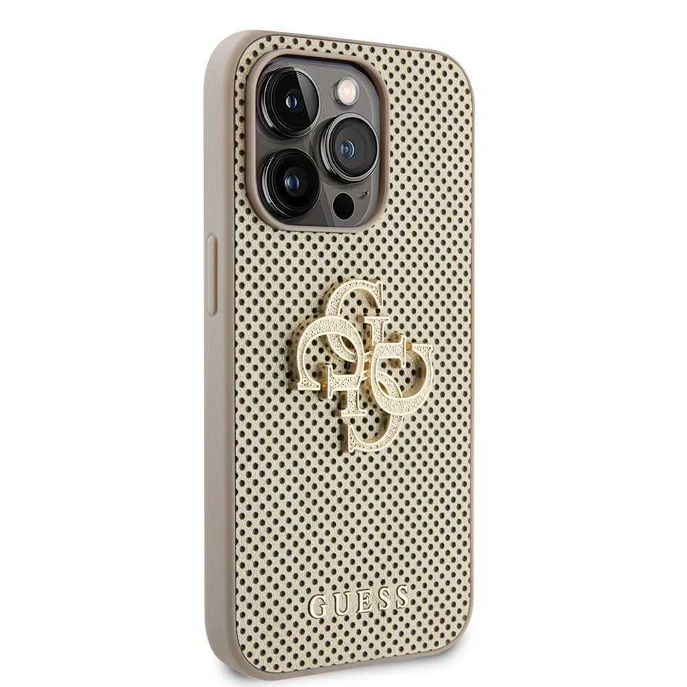 Pouzdro pro Apple iPhone 15 Pro Max, Guess, Perforated 4G, Zlaté