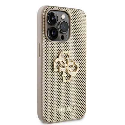 Pouzdro pro Apple iPhone 15 Pro Max, Guess, Perforated 4G, Zlaté