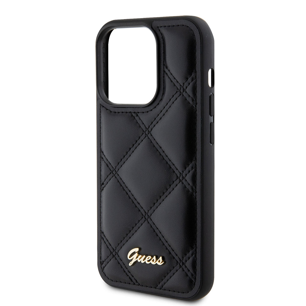 Pouzdro pro Apple iPhone 15 Pro Max, Guess, Quilted Metal Logo, Černá