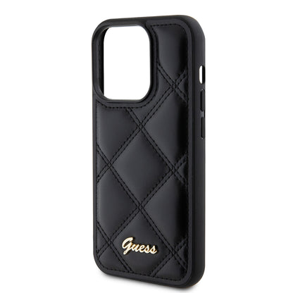 Pouzdro pro Apple iPhone 15 Pro Max, Guess, Quilted Metal Logo, Černá