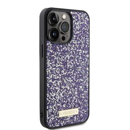 Pouzdro pro Apple iPhone 15 Pro, Guess, Rhinestone Metal Logo, Fialová