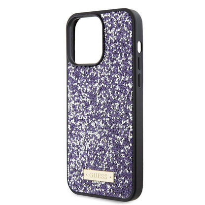 Pouzdro pro Apple iPhone 15 Pro, Guess, Rhinestone Metal Logo, Fialová