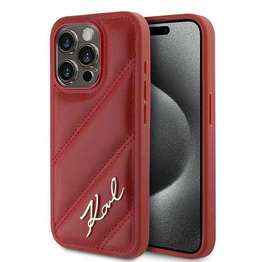 Pouzdro pro Apple iPhone 15 Pro Max, Karl Lagerfeld, Diagonal Quilted Script, Rosie
