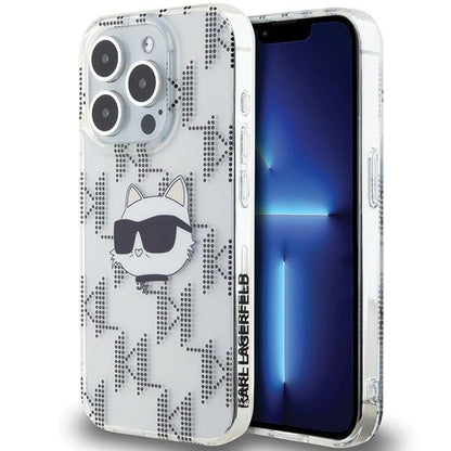 Pouzdro pro Apple iPhone 15 Pro Max, Karl Lagerfeld, IML Electroplated Choupette Head, Průhledné