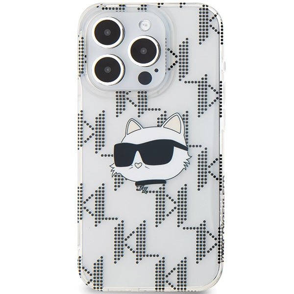 Pouzdro pro Apple iPhone 15 Pro Max, Karl Lagerfeld, IML Electroplated Choupette Head, Průhledné