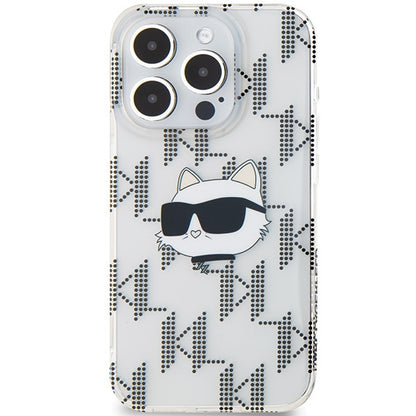 Pouzdro pro Apple iPhone 15 Pro Max, Karl Lagerfeld, IML Electroplated Choupette Head, Průhledné