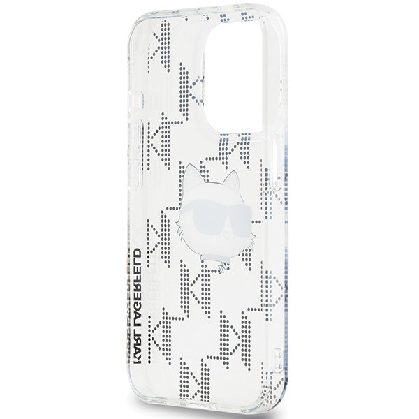 Pouzdro pro Apple iPhone 15 Pro Max, Karl Lagerfeld, IML Electroplated Choupette Head, Průhledné