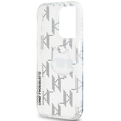 Pouzdro pro Apple iPhone 15 Pro Max, Karl Lagerfeld, IML Electroplated Choupette Head, Průhledné