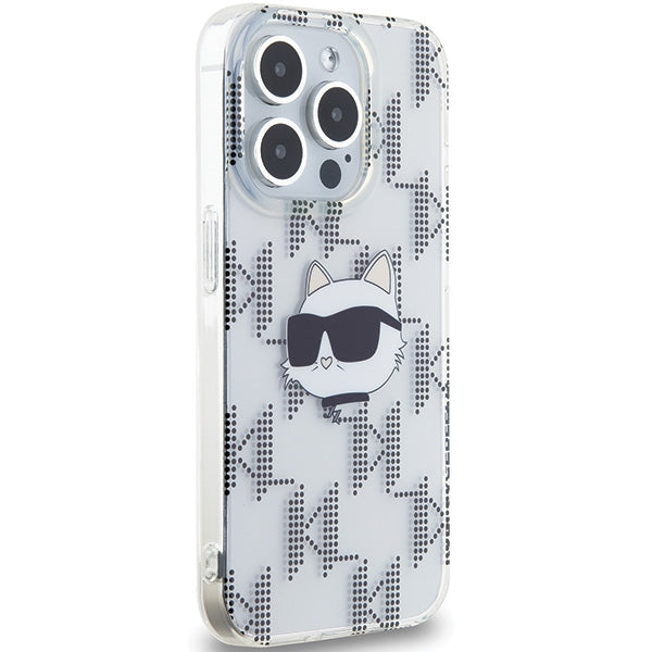 Pouzdro pro Apple iPhone 15 Pro Max, Karl Lagerfeld, IML Electroplated Choupette Head, Průhledné