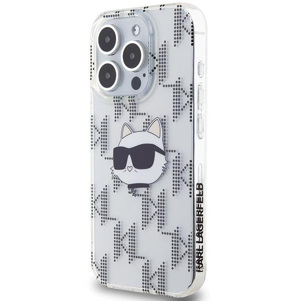 Pouzdro pro Apple iPhone 15 Pro Max, Karl Lagerfeld, IML Electroplated Choupette Head, Průhledné
