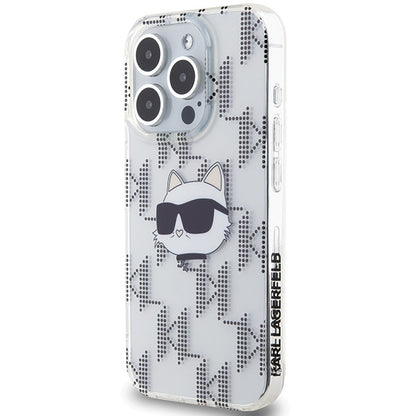 Pouzdro pro Apple iPhone 15 Pro Max, Karl Lagerfeld, IML Electroplated Choupette Head, Průhledné