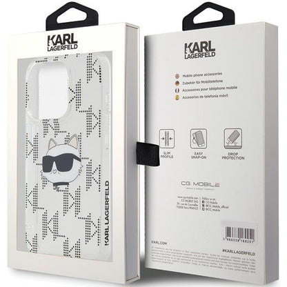 Pouzdro pro Apple iPhone 15 Pro Max, Karl Lagerfeld, IML Electroplated Choupette Head, Průhledné