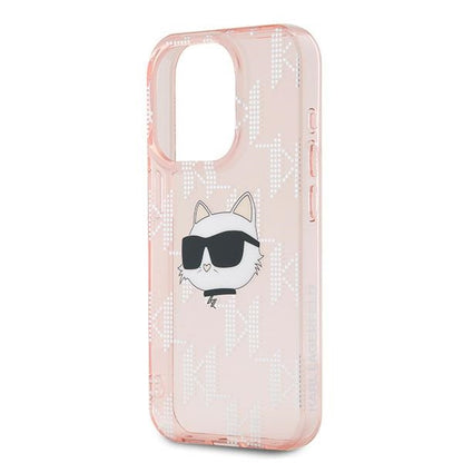 Pouzdro pro Apple iPhone 15 Pro Max, Karl Lagerfeld, IML Luxury Monogram Choupette's Head, Růžové