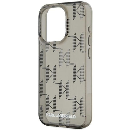 Pouzdro pro Apple iPhone 15 Pro Max, Karl Lagerfeld, IML Luxury Monogram KL Pattern with Strap, Černá