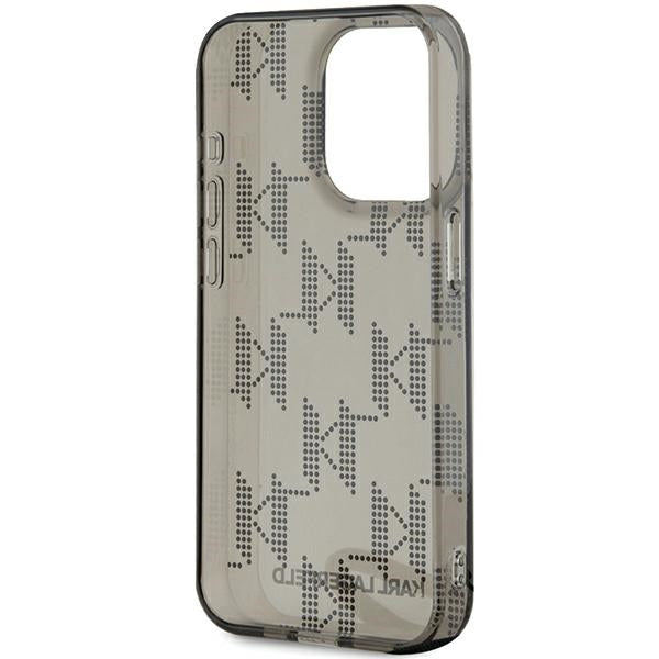 Pouzdro pro Apple iPhone 15 Pro Max, Karl Lagerfeld, IML Luxury Monogram KL Pattern with Strap, Černá