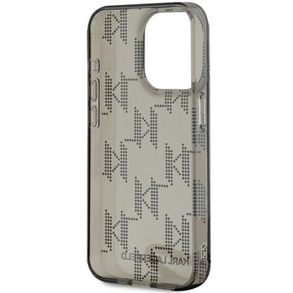 Pouzdro pro Apple iPhone 15 Pro Max, Karl Lagerfeld, IML Luxury Monogram KL Pattern with Strap, Černá