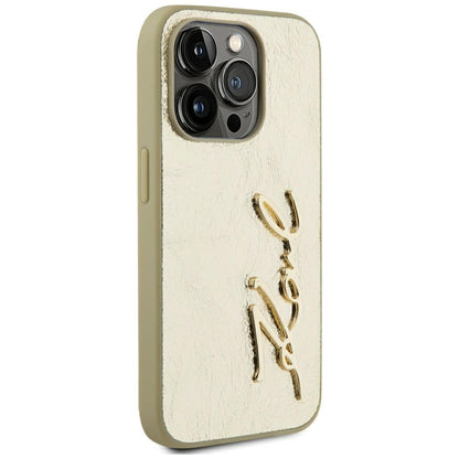 Pouzdro pro Apple iPhone 15 Pro Max, Karl Lagerfeld, Metal Signature, Zlaté