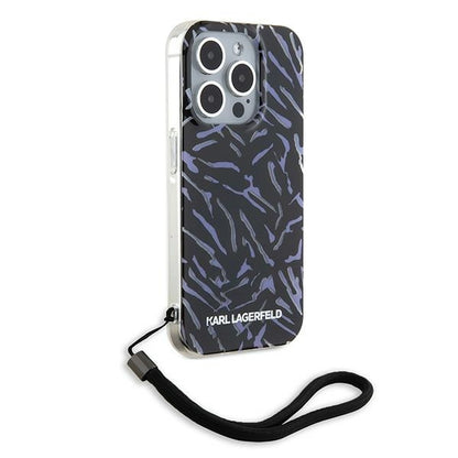 Pouzdro pro Apple iPhone 15 Pro Max, Karl Lagerfeld, Zebra with Cord Strap, Fialová