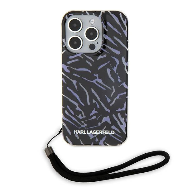 Pouzdro pro Apple iPhone 15 Pro Max, Karl Lagerfeld, Zebra with Cord Strap, Fialová