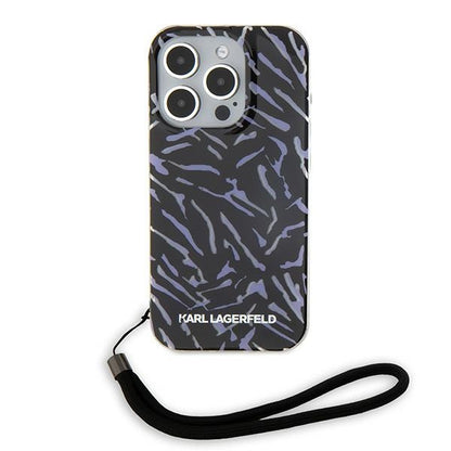Pouzdro pro Apple iPhone 15 Pro Max, Karl Lagerfeld, Zebra with Cord Strap, Fialová