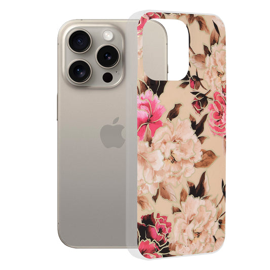 Pouzdro pro Apple iPhone 15 Pro Max, Techsuit, Marble, Béžové