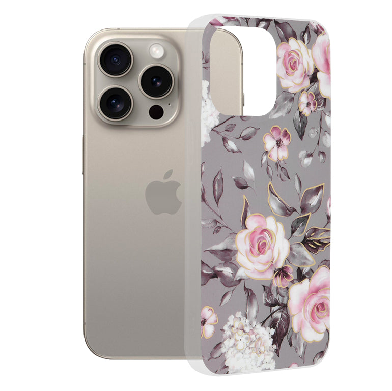 Pouzdro pro Apple iPhone 15 Pro Max, Techsuit, Marble, Šedé