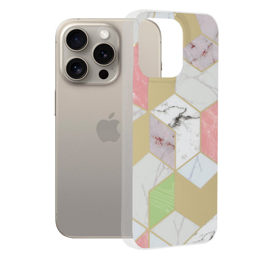 Pouzdro pro Apple iPhone 15 Pro Max, Techsuit, Marble, Fialové