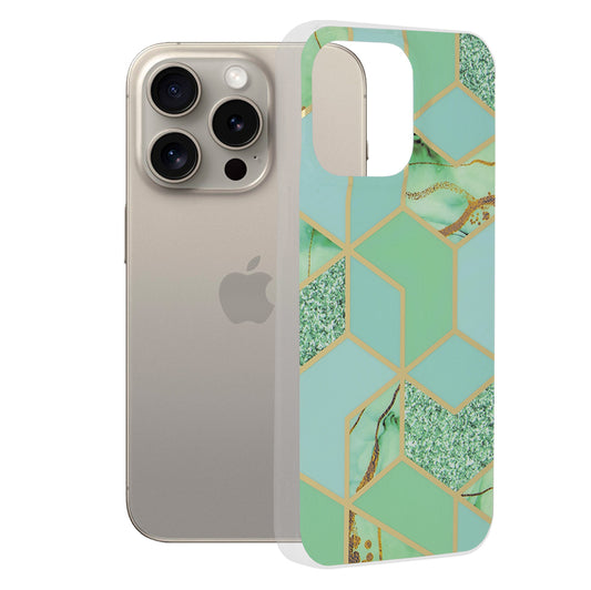 Pouzdro pro Apple iPhone 15 Pro Max, Techsuit, Marble, Zelené