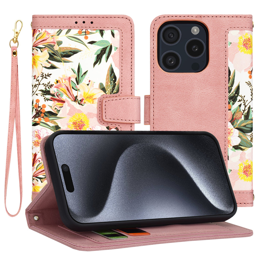 Pouzdro pro Apple iPhone 15 Pro, Techsuit, FlipCraft, Růžové