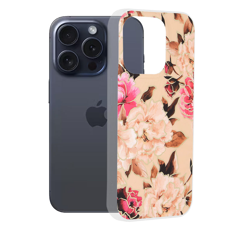 Pouzdro pro Apple iPhone 15 Pro, Techsuit, Marble, Béžové