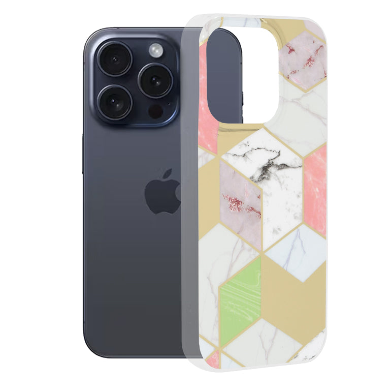 Pouzdro pro Apple iPhone 15 Pro, Techsuit, Marble, Fialová