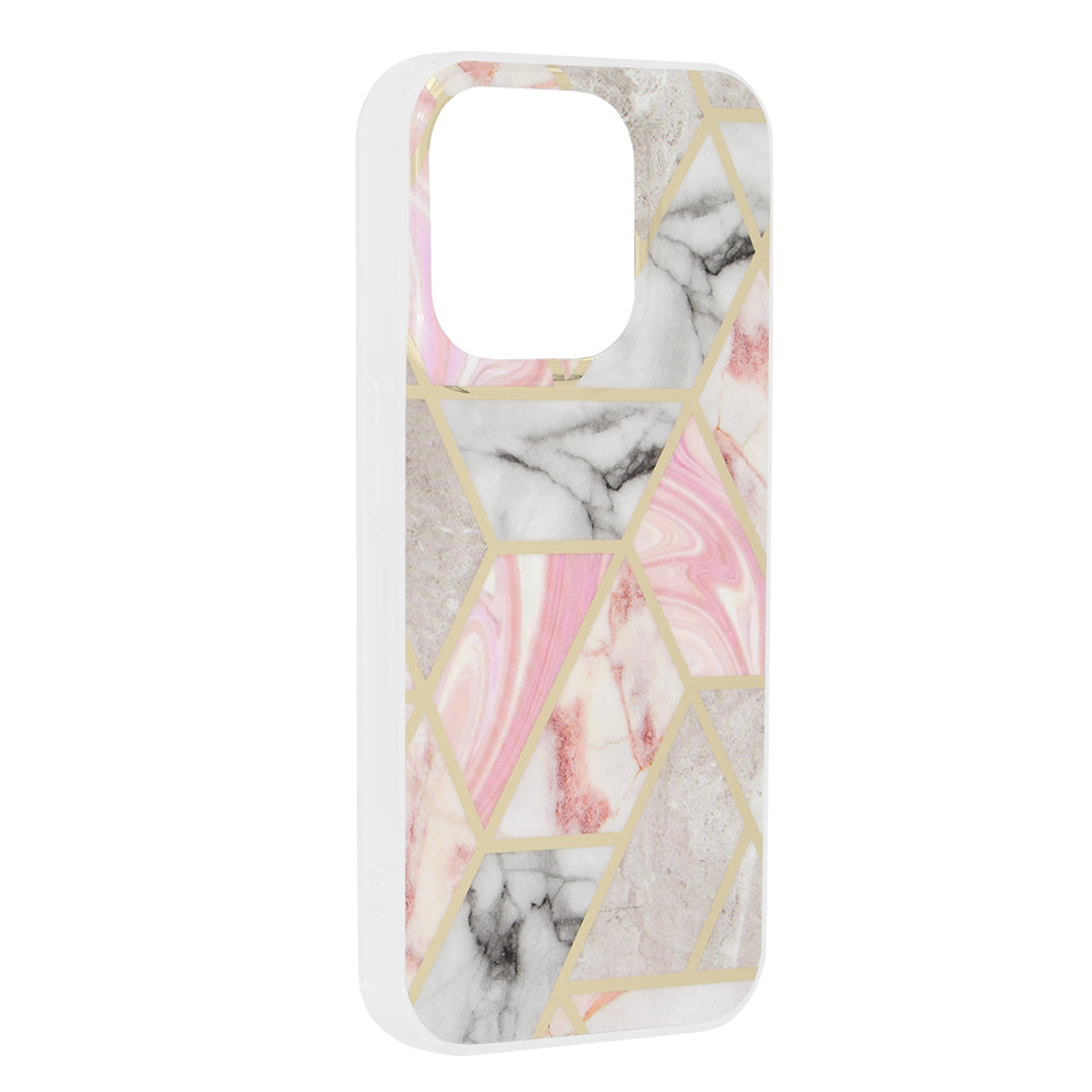 Pouzdro pro Apple iPhone 15 Pro, Techsuit, Marble, Růžové