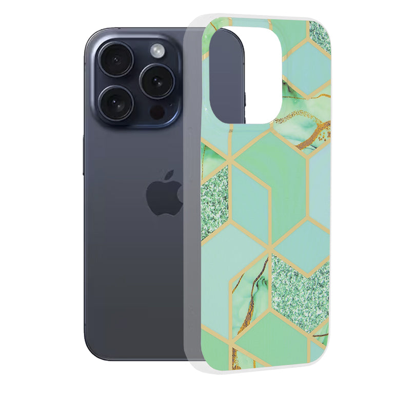 Pouzdro pro Apple iPhone 15 Pro, Techsuit, Marble, Zelené