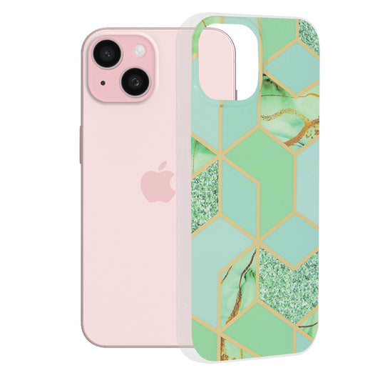 Pouzdro pro Apple iPhone 15, Techsuit, Marble, Zelené